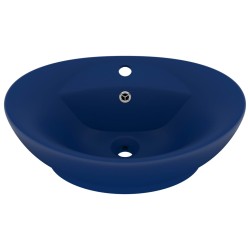 vidaXL Lavabo con Troppopieno Ovale Blu Scuro Opaco 58,5x39cm Ceramica