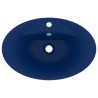 vidaXL Lavabo con Troppopieno Ovale Blu Scuro Opaco 58,5x39cm Ceramica