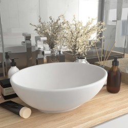 vidaXL Lavandino Lusso Ovale Bianco Opaco 40x33 cm in Ceramica