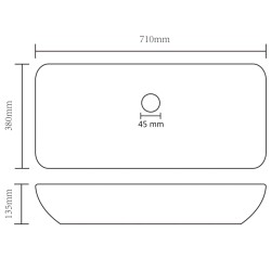 vidaXL Lavabo Lusso Rettangolare Azzurro Opaco 71x38 cm in Ceramica