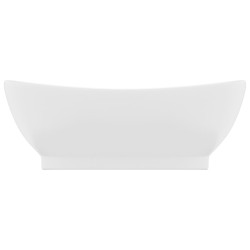 vidaXL Lavandino con Troppopieno Ovale Bianco Opaco 58,5x39cm Ceramica