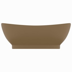 vidaXL Lavandino con Troppopieno Ovale Crema Opaco 58,5x39cm Ceramica