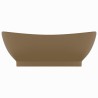 vidaXL Lavandino con Troppopieno Ovale Crema Opaco 58,5x39cm Ceramica