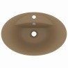 vidaXL Lavandino con Troppopieno Ovale Crema Opaco 58,5x39cm Ceramica