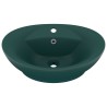 vidaXL Lavabo Troppopieno Ovale Verde Scuro Opaco 58,5x39cm Ceramica