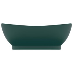 vidaXL Lavabo Troppopieno Ovale Verde Scuro Opaco 58,5x39cm Ceramica