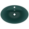 vidaXL Lavabo Troppopieno Ovale Verde Scuro Opaco 58,5x39cm Ceramica