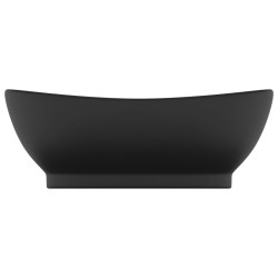 vidaXL Lavandino con Troppopieno Ovale Nero Opaco 58,5x39cm Ceramica