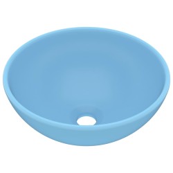 vidaXL Lavandino Lusso Rotondo Azzurro Opaco 32,5x14 cm in Ceramica