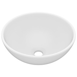 vidaXL Lavandino Lusso Rotondo Bianco Opaco 32,5x14 cm in Ceramica