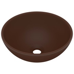 vidaXL Lavandino Lusso Rotondo Marrone Scuro Opaco 32,5x14 cm Ceramica