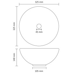 vidaXL Lavandino Lusso Rotondo Marrone Scuro Opaco 32,5x14 cm Ceramica