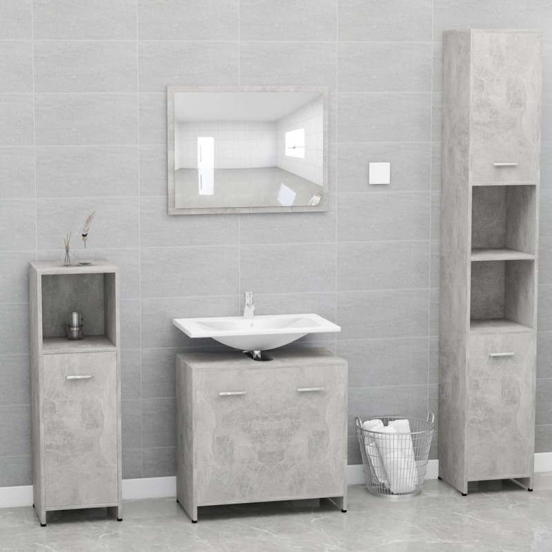 vidaXL Set Mobili da Bagno Grigio Cemento in Legno ingegnerizzato