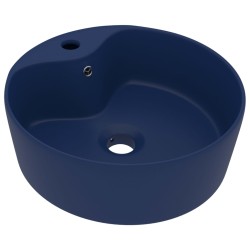 vidaXL Lavandino con Troppopieno Blu Scuro Opaco 36x13 cm in Ceramica