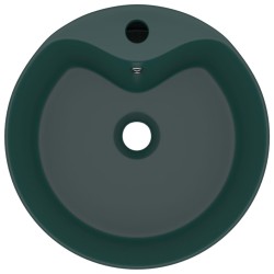 vidaXL Lavandino con Troppopieno Verde Scuro Opaco 36x13cm in Ceramica