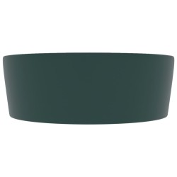 vidaXL Lavandino con Troppopieno Verde Scuro Opaco 36x13cm in Ceramica