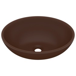 vidaXL Lavandino Lusso Ovale Marrone Scuro Opaco 40x33 cm in Ceramica