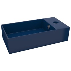 vidaXL Lavandino con Troppopieno in Ceramica Blu Scuro