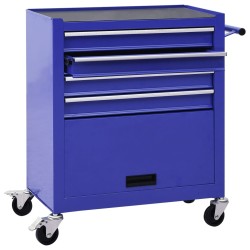 vidaXL Carrello Portautensili con 4 Cassetti in Acciaio Blu