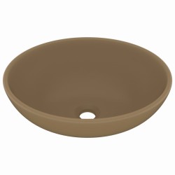 vidaXL Lavandino Lusso Ovale Crema Opaco 40x33 cm in Ceramica