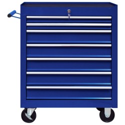 vidaXL Carrello Portautensili con 7 Cassetti per Officina Blu