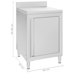 vidaXL Mobiletto da Cucina Commerciale in Acciaio Inox 60x60x96 cm