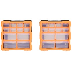 vidaXL Mobili Contenitori con 12 Cassetti 2 pz 26,5x16x26 cm