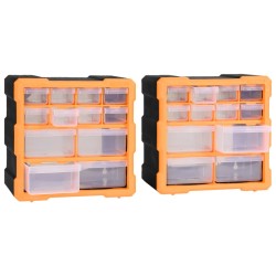 vidaXL Mobili Contenitori con 12 Cassetti 2 pz 26,5x16x26 cm