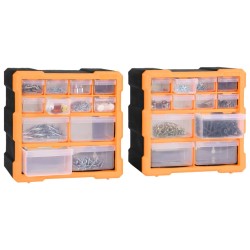 vidaXL Mobili Contenitori con 12 Cassetti 2 pz 26,5x16x26 cm