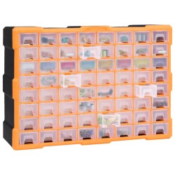 vidaXL Mobile Contenitore con 64 Cassetti 52x16x37,5 cm Arancione