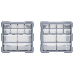 vidaXL Mobili Contenitori con 12 Cassetti 2 pz 26,5x16x26 cm