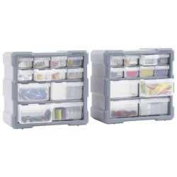 vidaXL Mobili Contenitori con 12 Cassetti 2 pz 26,5x16x26 cm