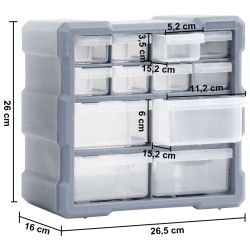 vidaXL Mobili Contenitori con 12 Cassetti 2 pz 26,5x16x26 cm