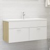 Mobile da Bagno con Lavabo Bianco e Rovere Sonoma in Truciolato