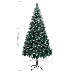 vidaXL Albero di Natale Artificiale con Pigne e Neve Bianca 210 cm