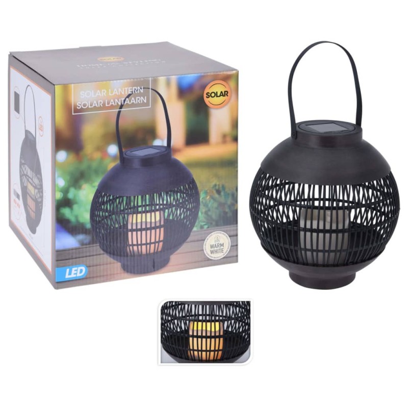 ProGarden Lanterna Solare a LED in Rattan con Candela Nera