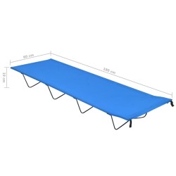 vidaXL Lettini Campeggio 2 pz 180x60x19 cm Tessuto Oxford Acciaio Blu