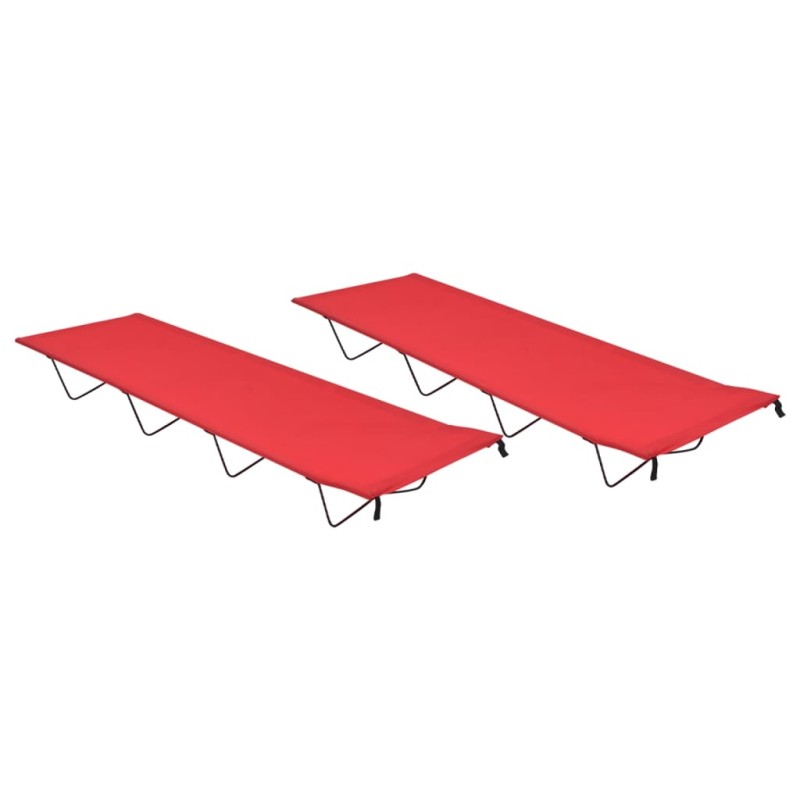 vidaXL Lettini Campeggio 2pz 180x60x19cm Tessuto Oxford Acciaio Rosso