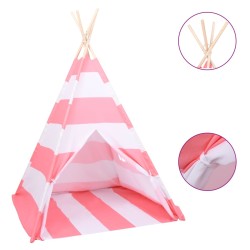 vidaXL Tenda Tipi Bambini Borsa Rosa Microfibra Strisce 120x120x150cm