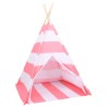 vidaXL Tenda Tipi Bambini Borsa Rosa Microfibra Strisce 120x120x150cm