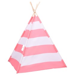 vidaXL Tenda Tipi Bambini Borsa Rosa Microfibra Strisce 120x120x150cm