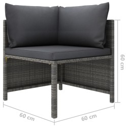 vidaXL Set Divani da Giardino 2 pz con Cuscini in Polyrattan Grigio