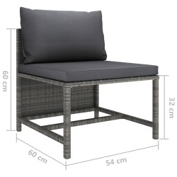 vidaXL Set Divani da Giardino 2 pz con Cuscini in Polyrattan Grigio