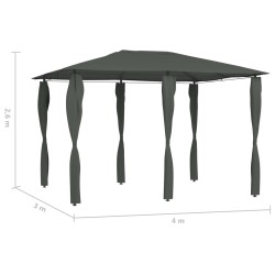 vidaXL Gazebo con Montanti Rivestiti 3x4x2,6 m Antracite 160 g/m²