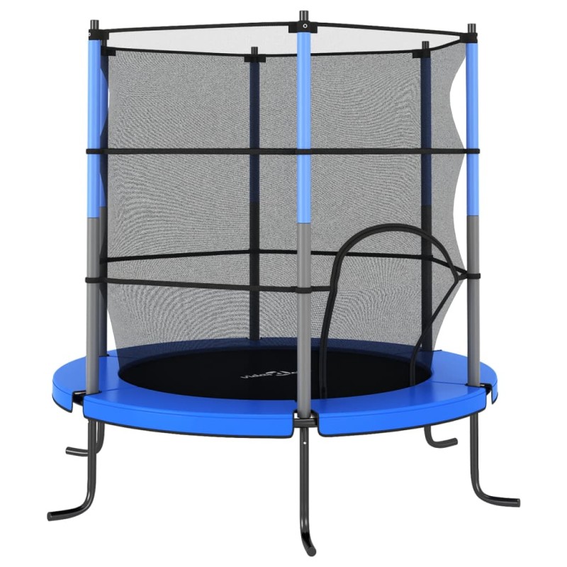 vidaXL Set Trampolino con Rete di Sicurezza Rotondo 140x160 cm Blue