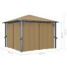 vidaXL Gazebo con Tenda 300x300 cm Grigio Talpa in Alluminio