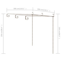 vidaXL Pergolato da Giardino Marrone Anticato 3x3x2,5 m in Ferro