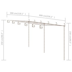 vidaXL Pergolato da Giardino Marrone Anticato 6x3x2,5 m in Ferro