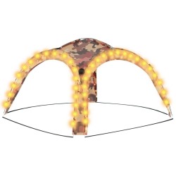 vidaXL Tenda per Feste con LED e 4 Pareti 3,6x3,6x2,3 m Mimetica