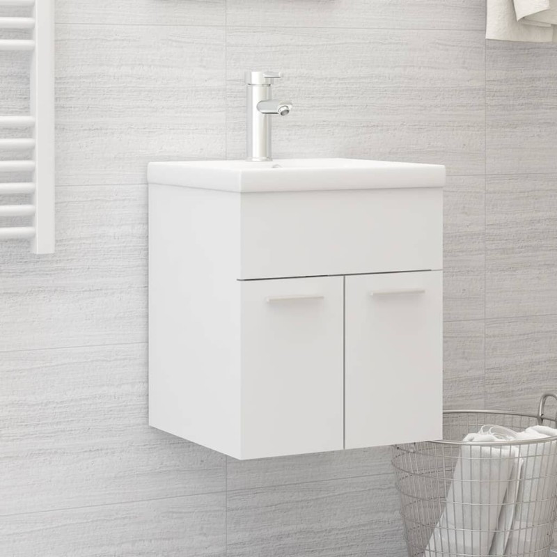 vidaXL Mobile Bagno con Lavabo Integrato Bianco in Legno Ingegnerizzato